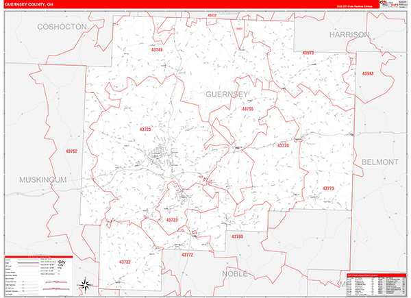 Guernsey County, OH Zip Code Map