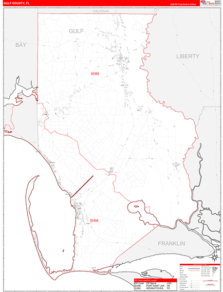 Gulf County, FL Zip Code Wall Map