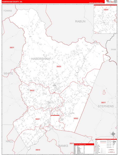 Habersham County, GA Zip Code Map