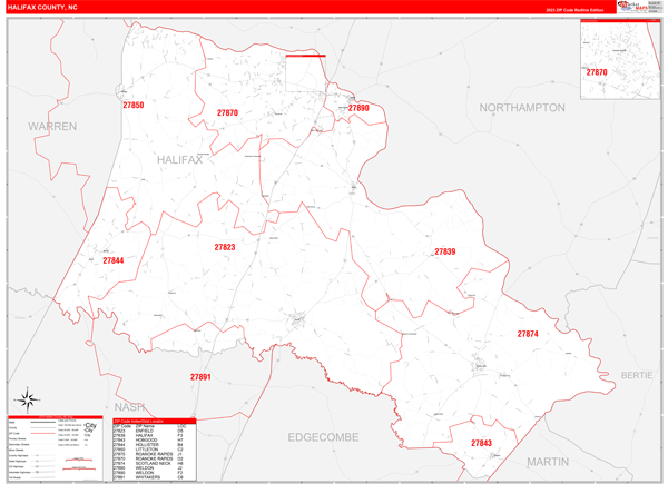 Halifax County Digital Map Red Line Style