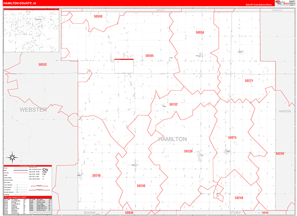 Hamilton County, IA Carrier Route Wall Map
