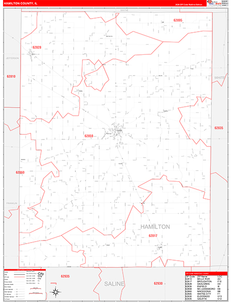 Hamilton County, IL Zip Code Map
