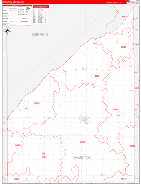 Hamilton County, NE Zip Code Map