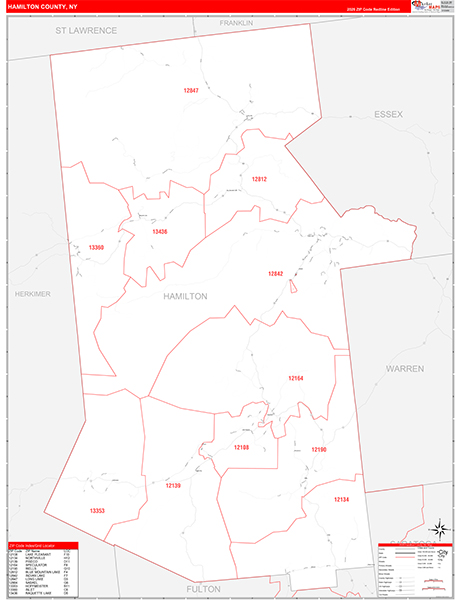Hamilton County, NY Zip Code Map