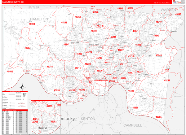 Hamilton County Digital Map Red Line Style