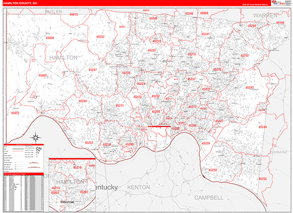 Hamilton County, OH Zip Code Map