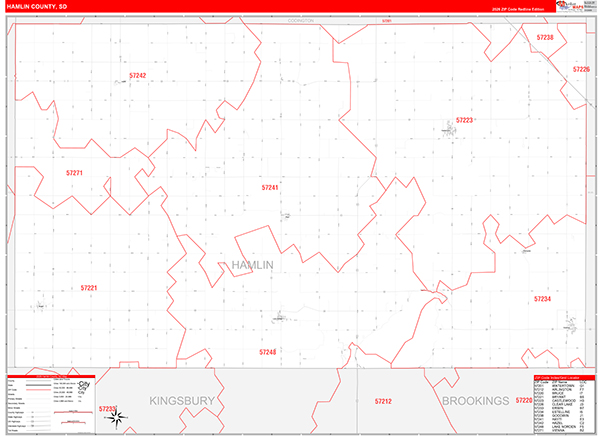 Hamlin County, SD Carrier Route Wall Map