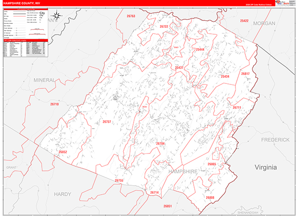 Hampshire County, WV Zip Code Map