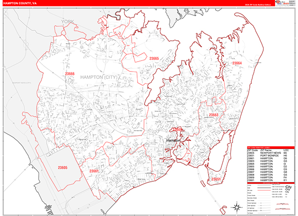 Hampton County, VA Zip Code Map