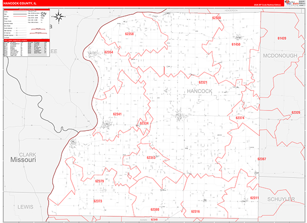 Hancock County, IL Zip Code Map