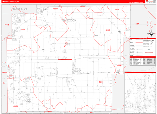 Hancock County, IN Zip Code Map