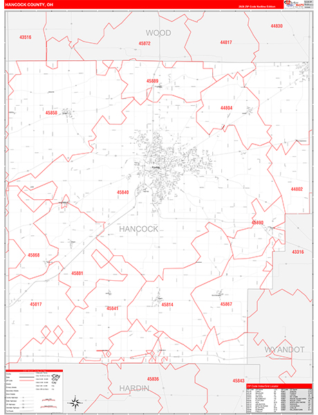 Hancock County, OH Zip Code Map