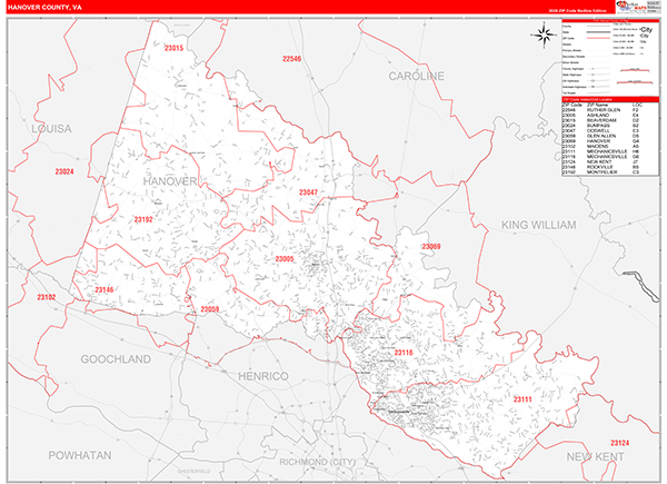 Hanover County, VA Zip Code Map