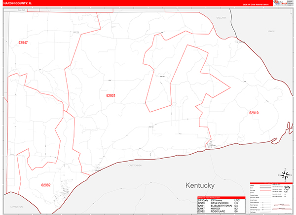 Hardin County, IL Zip Code Map