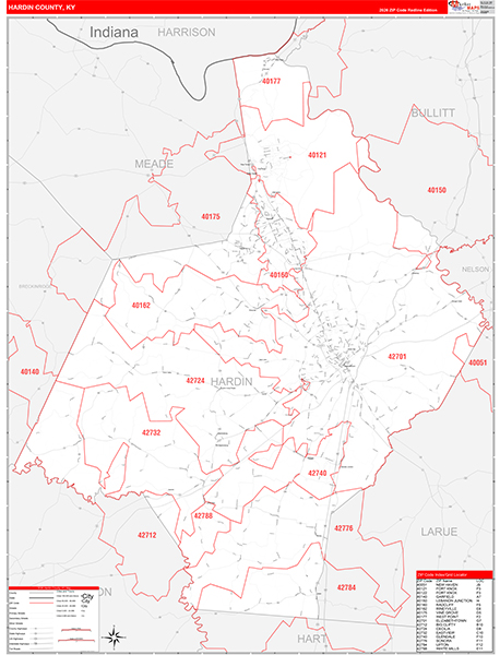 Hardin County, KY Zip Code Map