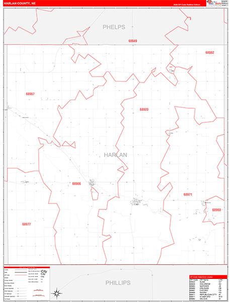 Harlan County, NE Zip Code Map