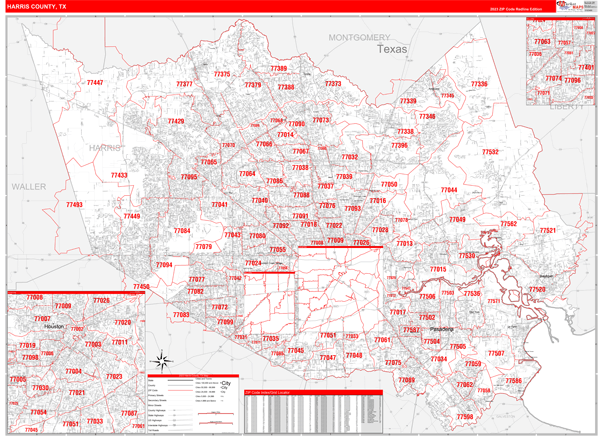 Harris County, TX Zip Code Map