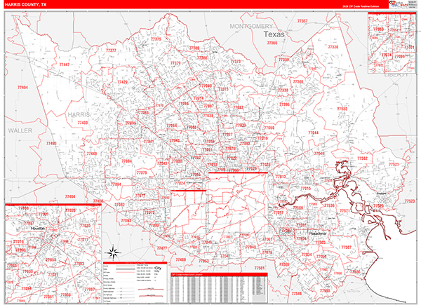Harris County, TX Zip Code Map