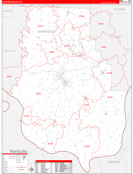 Harrison County, IN Zip Code Map