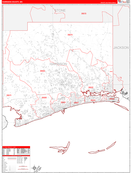 Harrison County, MS Zip Code Map