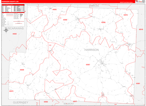 Harrison County, OH Zip Code Map