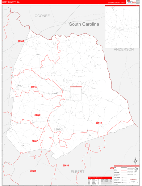 Hart County, GA Zip Code Map