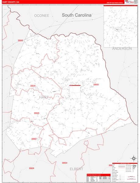 Hart County, GA Zip Code Map
