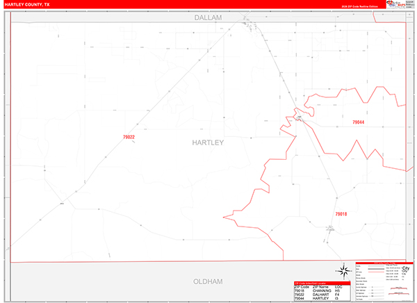 Hartley County, TX Zip Code Map