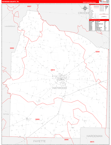 Haywood County, TN Zip Code Map