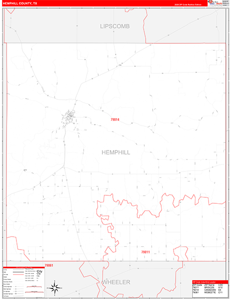 Hemphill County, TX Zip Code Map