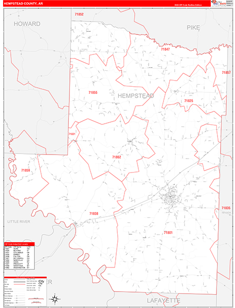 Hempstead County, AR Zip Code Map