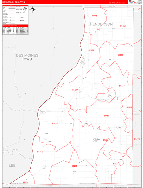 Henderson County, IL Zip Code Map