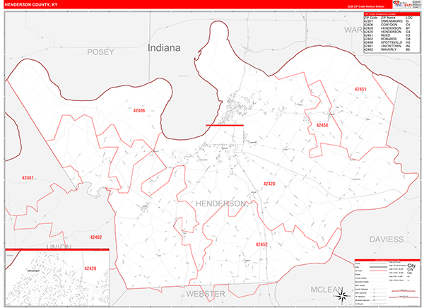 Henderson County, KY Zip Code Map