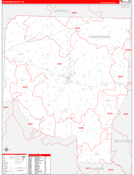 Henderson County, TN Zip Code Map