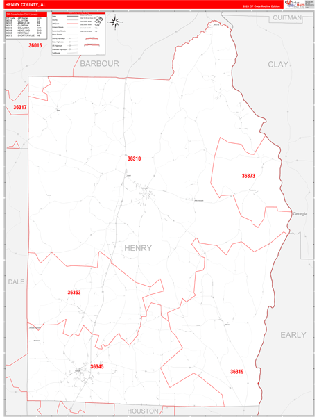 Henry County, AL Zip Code Map