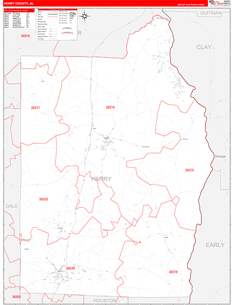 Henry County, AL Zip Code Map
