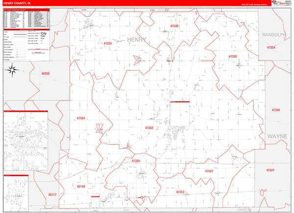 Henry County, IN Zip Code Map