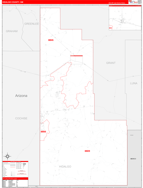 Hidalgo County, NM Zip Code Wall Map
