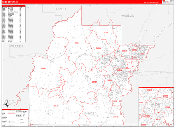 Hinds County, MS Zip Code Map