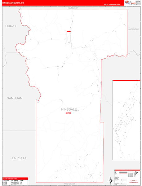 Hinsdale County, CO Zip Code Map