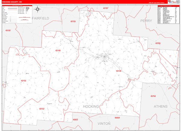 Hocking County, OH Zip Code Map