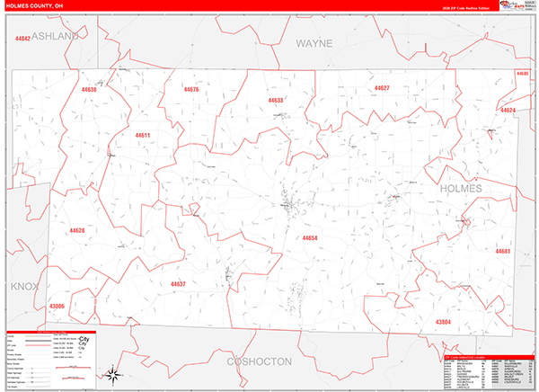 Holmes County, OH Zip Code Map