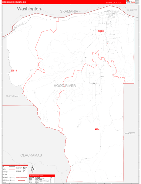 Hood River County, OR 5 Digit Zip Code Maps - Premium