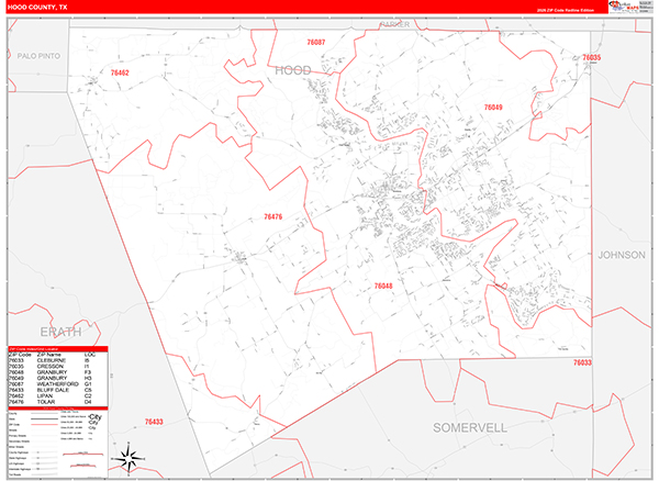 Hood County, TX Zip Code Map