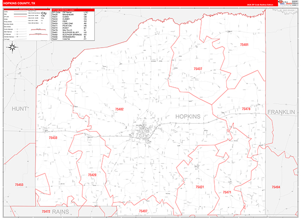Hopkins County, TX Zip Code Map