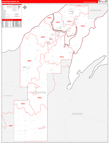 Houghton County, MI Zip Code Map