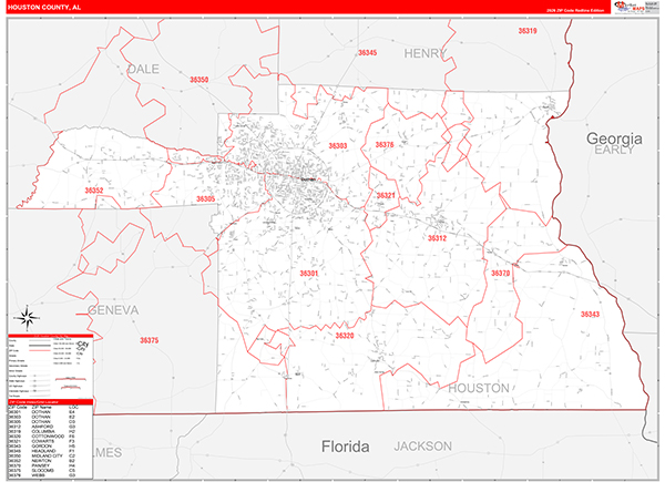 Houston County, AL Zip Code Map