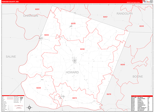 Howard County, MO Zip Code Map
