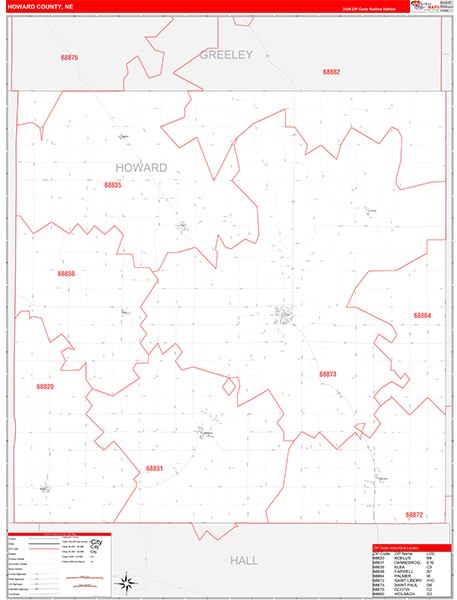 Howard County, NE Zip Code Map