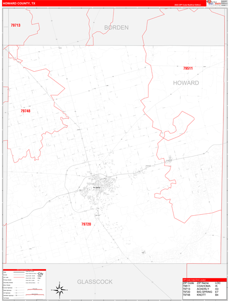 Howard County, TX Carrier Route Wall Map